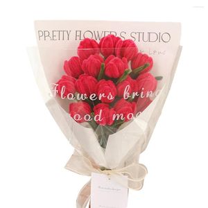 Flores decorativas Kit de ramo de flores de bricolaje Materiales flexibles hechos a mano rosa color rojo suave boda azul decoración región creatividad