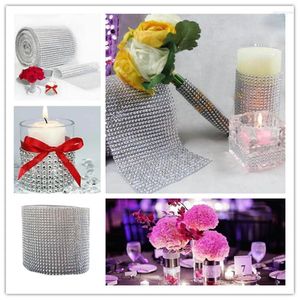 Fleurs décoratives DIY SHINESTONE chaîne Diamond Mesh Blingtrim Mariage Décor Bling Wrap Party Ribbon Crafts For Vase Fournitures 90 cm 12cm