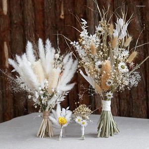 Fleurs décoratives Pampas séchés Tail Grass Halloween Bouquet pour décoration de mariage Boho Rustic Farmhouse Party Table Table Decoration