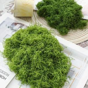 Flores decorativas Durables Artificiales Filamentos Moss Garden Craft Ambientmient Green Polyester Grass Diy Falsa