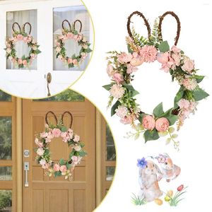 Flores decorativas decoración de Pascua 2024 decoración de primavera signo de corona de puerta para el frente