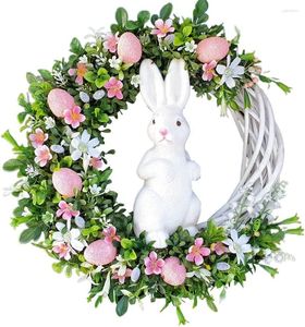 Flores decorativas Guirnalda de huevos de Pascua Acrílico para puerta delantera Adornos colgantes para interiores y exteriores Decoración de vacaciones