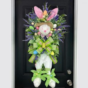 Flores decorativas, corona de Pascua, decoraciones de primavera, tamaño Extra grande, puerta delantera, pared, ventana, decoración de flores, decoración de granja