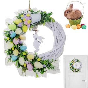 Fleurs décoratives couronnes de Pâques pour porte d'entrée 2D acrylique printemps guirlande ornement avec oeufs Pastel et brindilles fenêtre