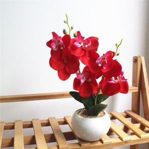 Fleurs décoratives écologique fausse plante en pot pas d'arrosage papillon orchidée Table décoration Faux soie plantes Pot ornement