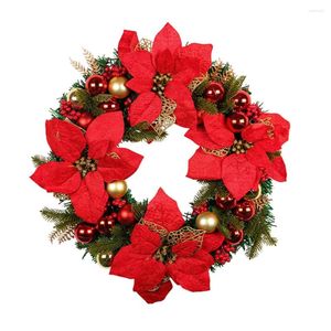 Las flores decorativas expresan su espíritu navideño con esta corona de Navidad adecuada para las puertas de las paredes ideales de uso interno y al aire libre