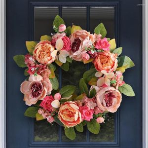 Flores decorativas Llamativa Guirnalda Artificial Guirnalda de Puerta de Larga duración Colgante Cuidado fácil Decoración del hogar Bienvenida a la Primavera