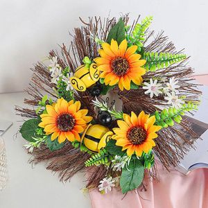 Fleurs décoratives usine soutien OEMODM porte d'entrée artificielle couronne de fleurs anneau pour printemps/fête mariage éclairé noël extérieur