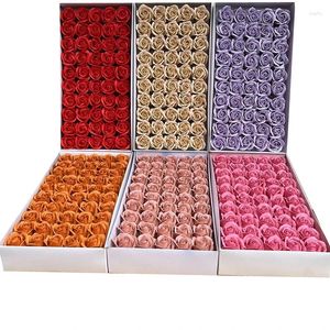 Fleurs décoratives usine en gros 50 pièces têtes de Roses de savon boîte-cadeau Floral parfumé fête de mariage Bouquet de fleurs artificielles