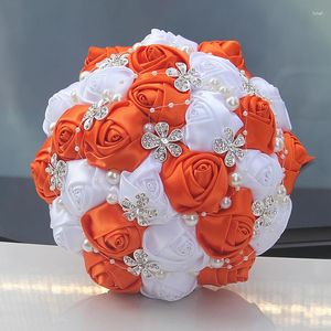 Flores decorativas fábrica al por mayor personalizada 5 piezas/lote ramos de boda nupcial de novias artificiales hechas a mano W224-4