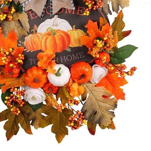 Fleurs décoratives Couronne d'automne Pumpkin Dol Decor Showcase Hanger Thanksgiving Artificiel for Festival Porch Party Party