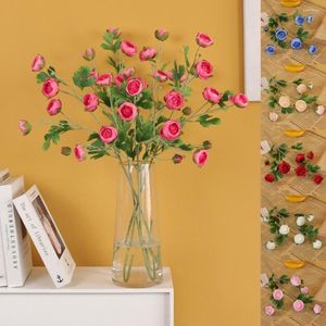 Flores decorativas Camelia falsa, hermosa simulación de larga duración, adorno de rama de flor de imitación de escritorio, suministros para sala de estar