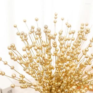 Fleurs décoratives mousse artificielle golden paillettes de Noël baies bouquet maison de mariage décor de mariage couronne bricolage artisanat en gros