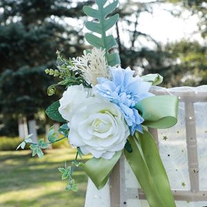 Flores decorativas estilo bosque boda coche flor de seda decoración Kit silla trasera lugar diseño ramo Artificial