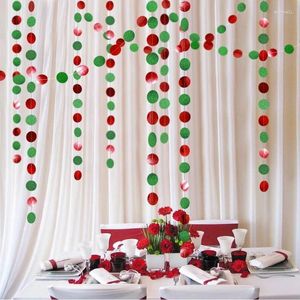 Fleurs décoratives paillettes vertes rouges cercle dots papier guirlande pour Noël décoration suspendue arbre de Noël guirlande décorations de vacances