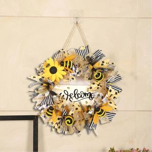 Fleurs décoratives grande guirlande de Festival d'abeilles en plastique réaliste ornement fournitures de couronne de tournesols réutilisables