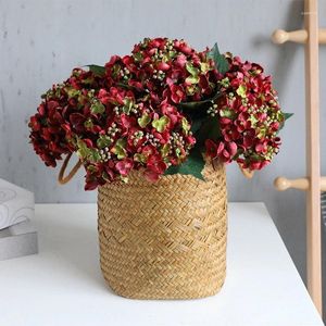 Fleurs décoratives Green Artificial Hortengea Fake Flower for Home Shop Garden Party Decor 51cm