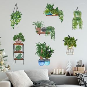 Fleurs décoratives plante verte sticker mural amovible 3D Art autocollants peler et coller affiche pour cuisine ferme chambre salon