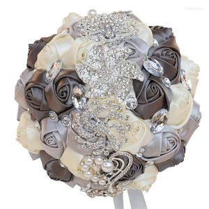 Bouquet de fleurs décoratives artificielles faites à la main, pour demoiselles d'honneur de mariée, Simulation de strass de luxe, fournitures de mariage, vente en gros