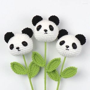 Flores decorativas Simulación hecha a mano Flor de lana Ramo de animales de dibujos animados Panda creativo Tejido a mano Tejido a mano Regalo de ganchillo