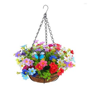 Fleurs décoratives Hangable Flower Baskets Soie Daisy Fake Bouquets Chain Flowerpot Hanging In Basket Outdoor Home Party DIY Decor