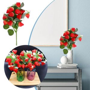 Fleurs décoratives Suspendues Guirlande de Glycine Plantes à Fleurs Artificielles 2 pcs Fraise Arrangement Floral Décor Tiges Pour