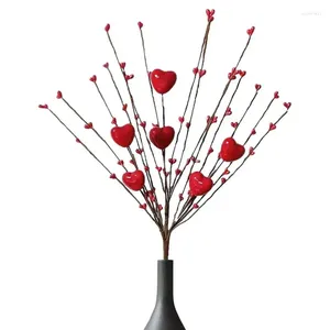 Flores Decorativas En Forma De Corazón Berry Picks Día De San Valentín Centro De Mesa Rojo Artificial