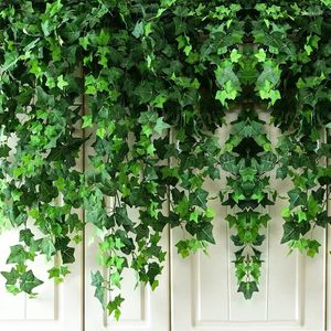 Fleurs décoratives haute qualité artificielle Lvy vert vigne plante plafond noël famille jardin fenêtre tenture murale faux rotin chambre