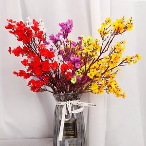Fleurs décoratives Simulation de tissu unique de haute qualité 6 couleurs Ornements de fleurs en soie DIY Long Bouquet Décoration de mariage à la maison