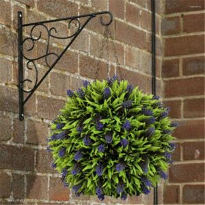 Flores decorativas caseras púrpura lavanda colgante Topiary bola flor planta decoración cesta maceta hecha a mano jardín decoración al aire libre