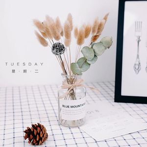 Flores decorativas INS juego de jarrón de flores secas al viento, accesorios de fondo de pografía nórdica falsos para decoración de boda, decoración de jardín y hogar