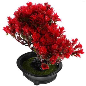 Flores decorativas Cedar Cedar Bonsai Planta Artificial en maceta Faux Pino Plantas para decoración del hogar