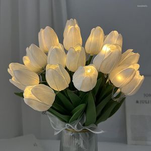 Fleurs décoratives LED tulipe fleur lampe tulipes lumineuses lumières artificielles Bouquet cadeaux pour la fête de mariage maison chambre Po accessoires décorations