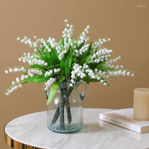 Fleurs décoratives Lily Valley fleur artificielle campanule 10 pièces/ensemble plante en plastique maison Vase frais décoration mariage mur vert en gros