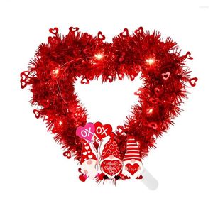 Fleurs décoratives Love Heart Wreath Happy Valentine Day Garlands Garlands Wall Decor Wedding For Weedings Room With LED Lights