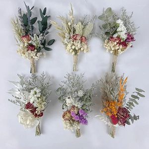 Fleurs décoratives mini rose pampas herbe bouquets bundles de fleurs séchées plante naturelle pour décoration de carte d'artisanat bricolage po accessoires à la maison mariage