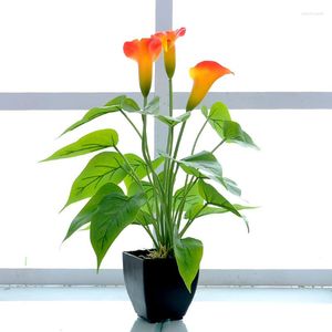 Fleurs décoratives en plein air plantes artificielles suspendues été guirlande pour décorer Simulation plante bonsaï fleur Calla Lily Orange