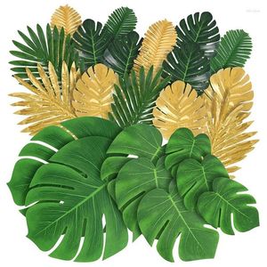 Fleurs décoratives feuilles de palmier tropicales artificielles-77 pièces 8 sortes faux Safari hawaïen Luau décoration de Table de fête