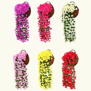 Flores decorativas Party Flower Vine colgante Reutilizable Garland de color púrpura de glicinia artificial para bodas interiores/al aire libre