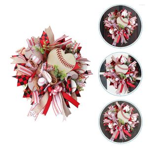 Flores Decorativas Guirnalda Patriótica Béisbol Softbol Artificiales Para Eucalipto Arpillera Letrero De Puerta Frontal Floral