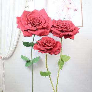 Fleurs décoratives PE Mousse Papier Curl Géant Rose Fleur Réglage De La Scène Affichage Décoration Artificielle De Mariage Toile De Fond Flore Maison Jardin Décor