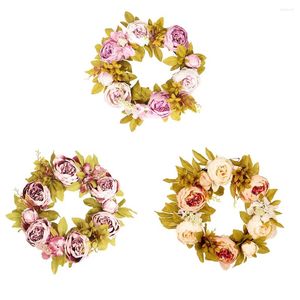 Flores decorativas peony simulada guirnalda anillo de rattan artificial pografía accesorios de jardín de bodas coronas de flor de casa