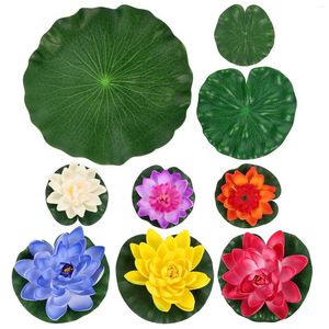 Fleurs décoratives en plastique flotteur étang ornement simulé flottant artificielle Lotus piscine décor Simulation