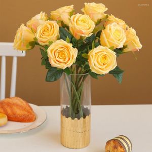 Fleurs décoratives Jolie Simulation Fleur Sans Entretien Real Touch Faux Silk Rose Unfading Faux Home Improvement