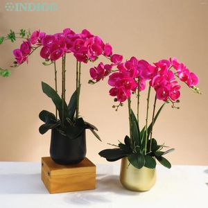 Fleurs décoratives Orchidée Phalaenopsis violette 3D Real Touch Fleur papillon artificielle pour mariage, décoration florale pour la maison, fête – INDIGO
