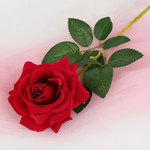 Bouquet de Roses rouges en soie, fleurs décoratives, Vase pour décoration de maison, jardin, couronnes de mariage, fausse plante artificielle, vente en gros