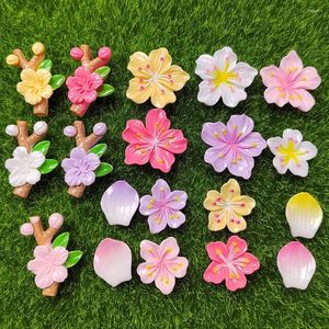 Fleurs décoratives résine fleur pêche fleur de pétale Cabochons à plat pour les arcs de cheveux bricolage Scrapbooking Phone Decor Embellissements Accessoires