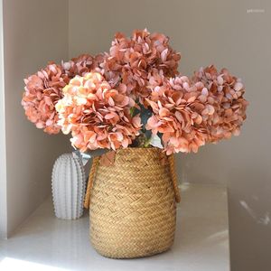 Fleurs décoratives style rétro branche d'hortensia 53 cm grande tête fleur artificielle soie flores bouquet maison déco fête de mariage ornements de jardin
