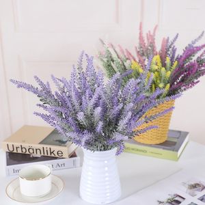 Flores decorativas Romántica Provenza Lavanda Flor artificial Decoración navideña Hogar Jardín Grano Plantas acuáticas falsas Venta al por mayor Po