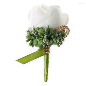 Fleurs décoratives Rose Boutonniere Corsage Quinceanera Bridal Groom Brooch Pin de mariage décor X37B